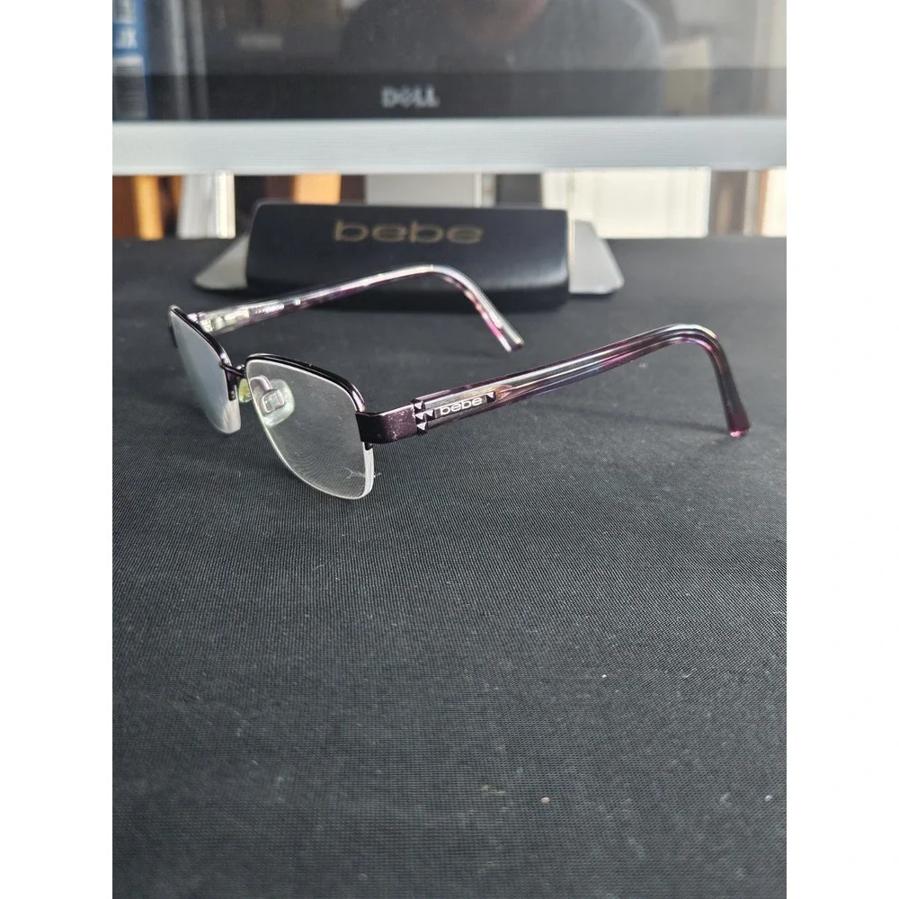 Bebe Tough Cookie BB5127 Plum Semi-Rimless Eyeglass Frames 51-17-140 Case